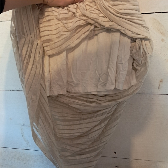 Anthropologie Racerback Sheer Maxi Tan Off White Dress By Maeve Size Small - Picture 8 of 10